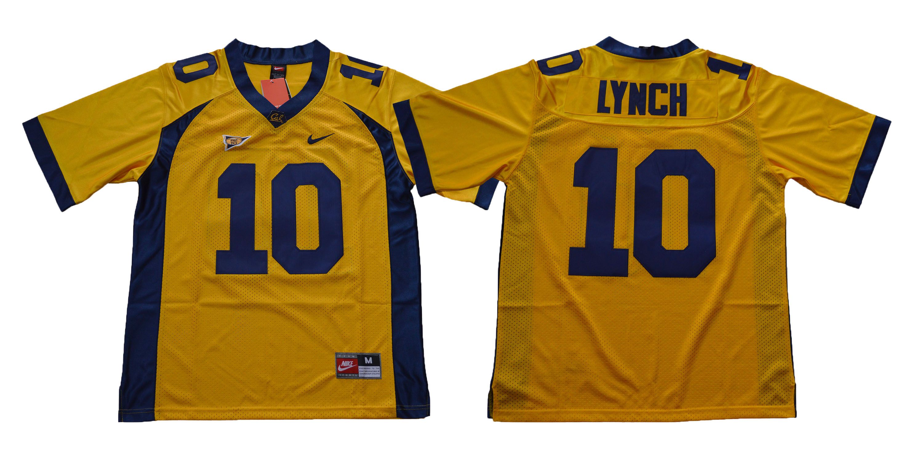 Men California Golden Bears #10 Lynch Yellow Nike NCAA Jerseys